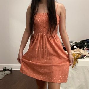 Coral Roxy Polka-Dot Dress